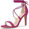 image:imageAllegra K Womens Stiletto Heel Laceup Sandals  3 34 inches Heel Open Toe Comfortable Faux Suede perfect for Evening Party Wedding Date NightHot Pink
