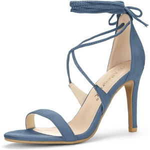 image:imageAllegra K Womens Stiletto Heel Laceup Sandals  3 34 inches Heel Open Toe Comfortable Faux Suede perfect for Evening Party Wedding Date NightHaze Blue