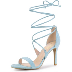 image:imageAllegra K Womens Stiletto Heel Laceup Sandals  3 34 inches Heel Open Toe Comfortable Faux Suede perfect for Evening Party Wedding Date NightSky Blue
