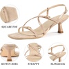 image:imageAllegra K Strappy Heels for Women Slingback Square Toe Kitten Heels SandalsNude