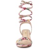 image:imageAllegra K Womens Block Heel Lace Up Sandals  2 38 inches Heel Flower PrintedComfortable Faux Suede perfect for Evening Party Wedding Date NightFloral Pink