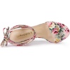 image:imageAllegra K Womens Block Heel Lace Up Sandals  2 38 inches Heel Flower PrintedComfortable Faux Suede perfect for Evening Party Wedding Date NightFloral Pink