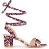image:imageAllegra K Womens Block Heel Lace Up Sandals  2 38 inches Heel Flower PrintedComfortable Faux Suede perfect for Evening Party Wedding Date NightFuchsia