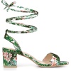 image:imageAllegra K Womens Block Heel Lace Up Sandals  2 38 inches Heel Flower PrintedComfortable Faux Suede perfect for Evening Party Wedding Date NightGreen