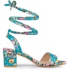 image:imageAllegra K Womens Block Heel Lace Up Sandals  2 38 inches Heel Flower PrintedComfortable Faux Suede perfect for Evening Party Wedding Date NightLake Blue