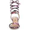 image:imageAllegra K Womens Block Heel Lace Up Sandals  2 38 inches Heel Flower PrintedComfortable Faux Suede perfect for Evening Party Wedding Date NightNavy Blue