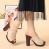image:imageAllegra K Womens Block Heel Platform Sandals  4 57 inches Heel Slides Slingback Comfortable Faux Suede perfect for Evening Party Wedding Date NightBeige