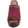 image:imageAllegra K Womens Block Heel Platform Sandals  4 57 inches Heel Slides Slingback Comfortable Faux Suede perfect for Evening Party Wedding Date NightBurgundy