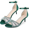 image:imageAllegra K Womens Rhinestone Mesh Kitten Dark Green Heels Sandals 75 m US
