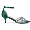 image:imageAllegra K Womens Rhinestone Mesh Kitten Dark Green Heels Sandals 75 m US