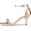 image:imageAllegra K Womens Rhinestone Sandals Stiletto Heels  3 18 inches Heel Ankle Strap Comfortable Faux Leather perfect for Evening Party Wedding Date NightRose Gold