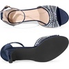image:imageAllegra K Womens Rhinestone Satin Ankle Strap Kitten Heels SandalsNavy Blue