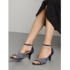 image:imageAllegra K Womens Rhinestone Satin Ankle Strap Kitten Heels SandalsNavy Blue