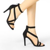 image:imageAllegra K Womens Stiletto Heel Ankle Strap Sandals  3 34 inches Heel Open Toe Comfortable Faux Suede perfect for Evening Party Wedding Date NightBlack