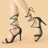 image:imageAllegra K Womens Stiletto Heel Laceup Green Sandals 7 M US  3 34 inches Heel Open Toe Comfortable Faux Suede perfect for Evening Party Wedding Date Night