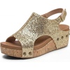 image:imageAllegra K Womens Peeptoe Glitter Hollow Out Platform Adjustable Buckle Strap SandalsGold