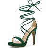 image:imageAllegra K Womens Platform Stiletto Heels Emerald Green Lace Up Sandals  85 m US