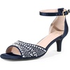 image:imageAllegra K Womens Rhinestone Satin Ankle Strap Kitten Heels SandalsNavy Blue