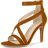 image:imageAllegra K Womens Stiletto Heel Ankle Strap Sandals  3 34 inches Heel Open Toe Comfortable Faux Suede perfect for Evening Party Wedding Date NightBrown