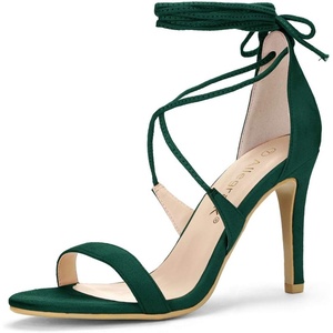 image:imageAllegra K Womens Stiletto Heel Laceup Green Sandals 7 M US  3 34 inches Heel Open Toe Comfortable Faux Suede perfect for Evening Party Wedding Date Night