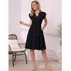 image:imageAllegra K Casual V Neck Sundress for Womens Ruffle Sleeve ALine Flowy Tiered Knee Length Dress with PocketsBlack