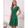 image:imageAllegra K Casual V Neck Sundress for Womens Ruffle Sleeve ALine Flowy Tiered Knee Length Dress with PocketsDark Green