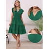 image:imageAllegra K Casual V Neck Sundress for Womens Ruffle Sleeve ALine Flowy Tiered Knee Length Dress with PocketsDark Green