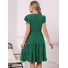 image:imageAllegra K Casual V Neck Sundress for Womens Ruffle Sleeve ALine Flowy Tiered Knee Length Dress with PocketsDark Green