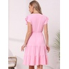 image:imageAllegra K Casual V Neck Sundress for Womens Ruffle Sleeve ALine Flowy Tiered Knee Length Dress with PocketsPink