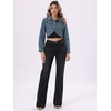 image:imageAllegra K Denim Jacket for Womens 2025 Casual Collared Long Sleeve Crop Jean JacketsGrey Blue