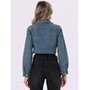 image:imageAllegra K Denim Jacket for Womens 2025 Casual Collared Long Sleeve Crop Jean JacketsGrey Blue