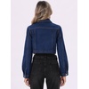 image:imageAllegra K Denim Jacket for Womens 2025 Casual Collared Long Sleeve Crop Jean JacketsNavy Blue