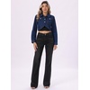 image:imageAllegra K Denim Jacket for Womens 2025 Casual Collared Long Sleeve Crop Jean JacketsNavy Blue