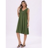 image:imageAllegra K Summer Sleeveless Dress for Womens V Neck Pleated Front Casual 2026 Swing Midi Tank DressesArmy Green