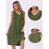 image:imageAllegra K Summer Sleeveless Dress for Womens V Neck Pleated Front Casual 2026 Swing Midi Tank DressesArmy Green