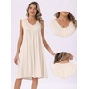 image:imageAllegra K Summer Sleeveless Dress for Womens V Neck Pleated Front Casual 2026 Swing Midi Tank DressesBeige