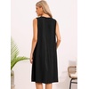 image:imageAllegra K Summer Sleeveless Dress for Womens V Neck Pleated Front Casual 2026 Swing Midi Tank DressesBlack