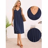 image:imageAllegra K Summer Sleeveless Dress for Womens V Neck Pleated Front Casual 2026 Swing Midi Tank DressesNavy Blue