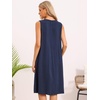 image:imageAllegra K Summer Sleeveless Dress for Womens V Neck Pleated Front Casual 2026 Swing Midi Tank DressesNavy Blue