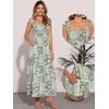 image:imageAllegra K Summer Smocked Dress for Women Spaghetti Strap Square Neck Ruffle Casual Flowy Long Maxi Sundress 2026Green