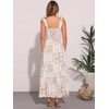 image:imageAllegra K Summer Smocked Dress for Women Spaghetti Strap Square Neck Ruffle Casual Flowy Long Maxi Sundress 2026Khaki
