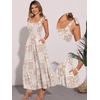 image:imageAllegra K Summer Smocked Dress for Women Spaghetti Strap Square Neck Ruffle Casual Flowy Long Maxi Sundress 2026Khaki