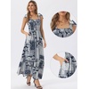 image:imageAllegra K Summer Smocked Dress for Women Spaghetti Strap Square Neck Ruffle Casual Flowy Long Maxi Sundress 2026Navy Blue