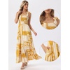 image:imageAllegra K Summer Smocked Dress for Women Spaghetti Strap Square Neck Ruffle Casual Flowy Long Maxi Sundress 2026Yellow