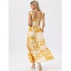 image:imageAllegra K Summer Smocked Dress for Women Spaghetti Strap Square Neck Ruffle Casual Flowy Long Maxi Sundress 2026Yellow