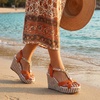 image:imageAllegra K Womens Bohemia Pull on Platform Wedge Heel SandalsOrange1