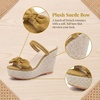 image:imageAllegra K Womens Bow Doublestrap Plaid Platform Slip SandalsYellow