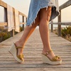 image:imageAllegra K Womens Bow Doublestrap Plaid Platform Slip SandalsYellow
