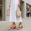 image:imageAllegra K Womens Colorful Printed Hollowout Platform PeepToe Slip SandalsColorful