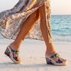 image:imageAllegra K Womens Colorful Printed Hollowout Platform PeepToe Slip SandalsPurple